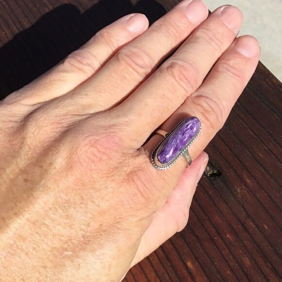 Natural Purple Chariote Gemstone Sterling Silver Custom Ring NEW - Picture 2 of 4